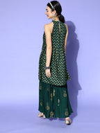 InWeave Green Gold Work Sharara Set | Grocsy