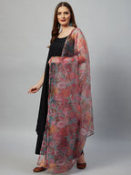 InWeave Black Strappy Set With Green Organza Dupatta | Grocsy