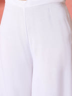 InWeave White Strappy Kurta Set With Pink Hand Print Dupatta | Grocsy