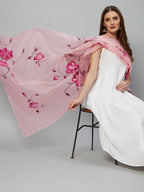 InWeave White Strappy Kurta Set - Pink Hand Print Dupatta | Grocsy