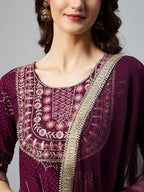 InWeave Wine Gota Mirror Sharara Set | Grocsy