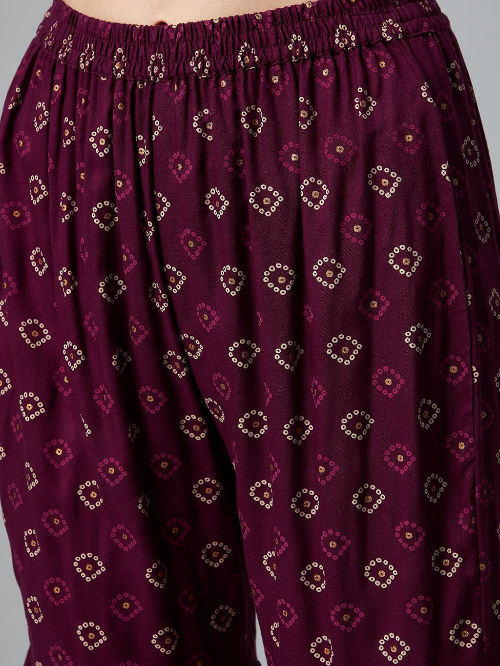 InWeave Wine Gota Mirror Sharara Set | Grocsy