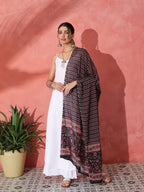 InWeave White Strappy Set With Black Pink Ethnic Print Cotton Dupatta | Grocsy