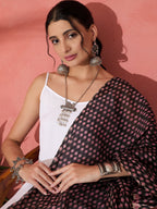 InWeave White Strappy Set With Black Pink Ethnic Print Cotton Dupatta | Grocsy