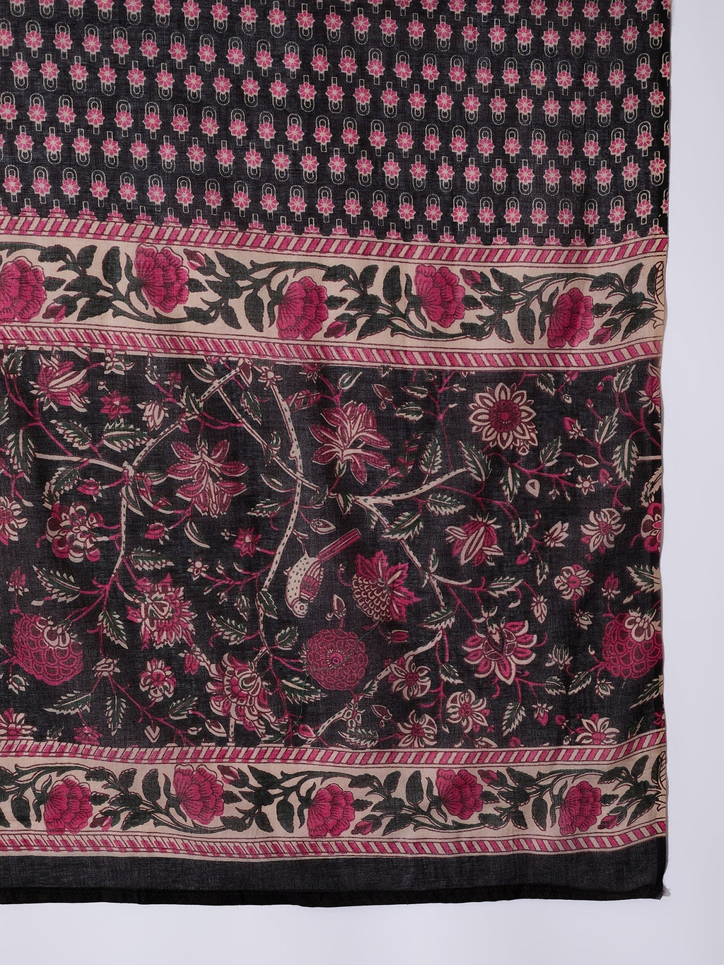 InWeave White Strappy Set With Black Pink Ethnic Print Cotton Dupatta | Grocsy