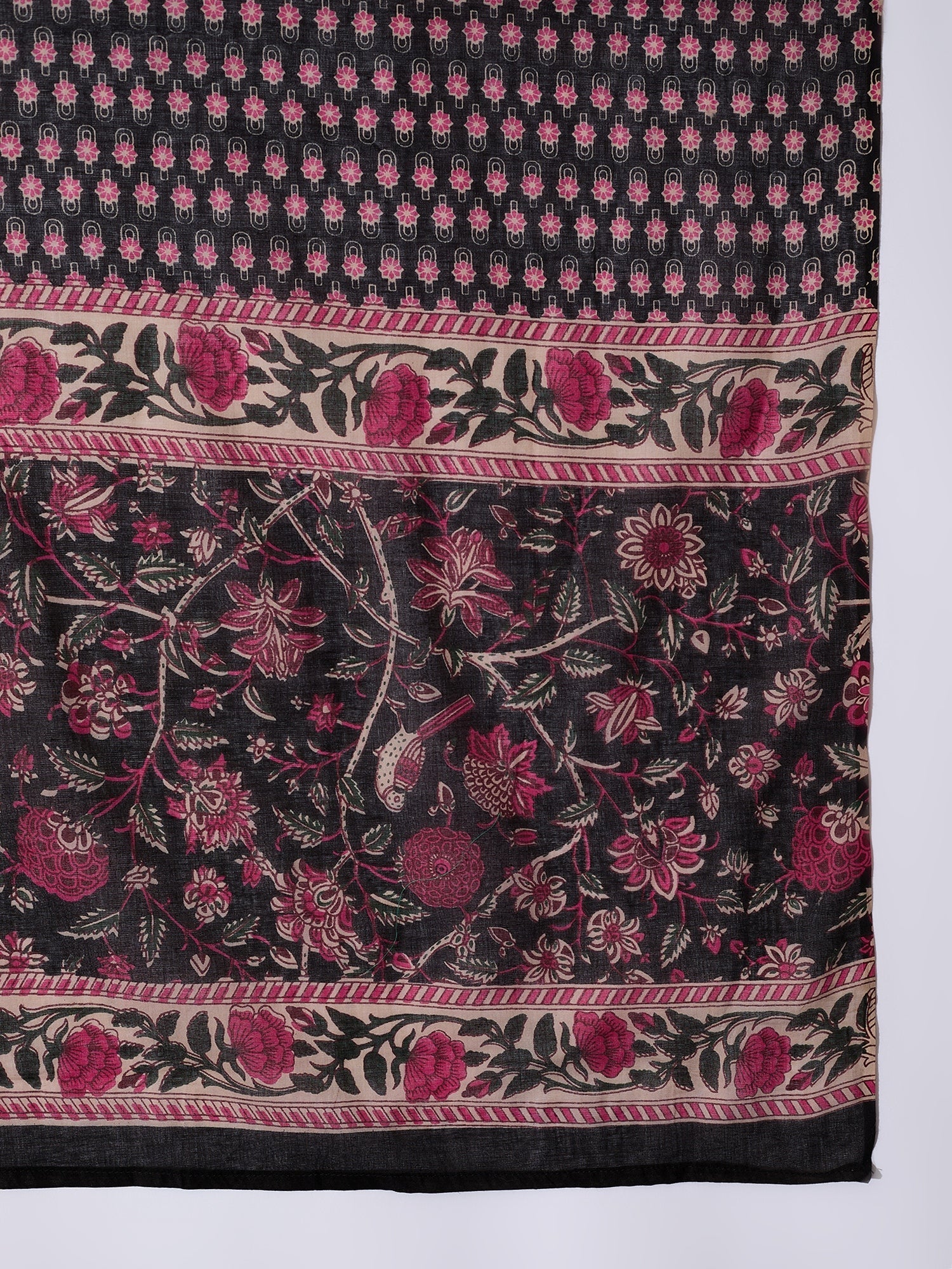 InWeave White Strappy Set With Black Pink Ethnic Print Cotton Dupatta | Grocsy