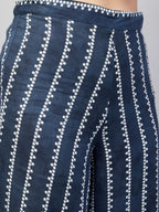 InWeave Women's Blue White Porcelien Print Spaghetti Kurta Palazzo Set | Grocsy