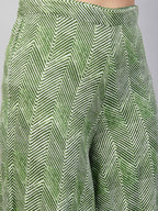 InWeave Women's Green Bagh Print Spaghetti Kurta Zig Zag Palazzo Set | Grocsy