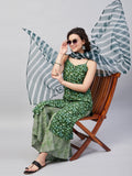 InWeave Women's Green Bagh Spaghetti Kurta Set W Green Le Dupatta | Grocsy