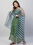 InWeave Women's Green Bagh Spaghetti Kurta Set W Green Le Dupatta | Grocsy