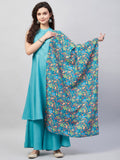 InWeave Women's Teal Lurex Boho Kurta Set W Teal Camelia Cr Dupatta | Grocsy