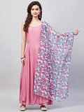 InWeave Women's Light Pink Strappy Set W White Blue Pink Ge Dupatta | Grocsy