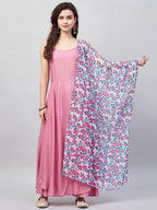 InWeave Women's Light Pink Strappy Set W White Blue Pink Ge Dupatta | Grocsy