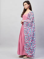 InWeave Women's Light Pink Strappy Set W White Blue Pink Ge Dupatta | Grocsy
