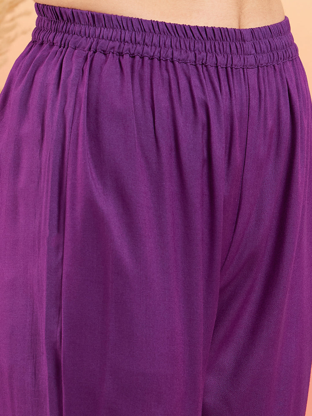 InWeave Women's Violet Neck Patti Halter Kurta Set W Violet Badhani Dupatta | Grocsy