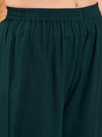 InWeave Women's Dark Green Neck Patti Halter Kurta Set Red Green Or Dupatta | Grocsy
