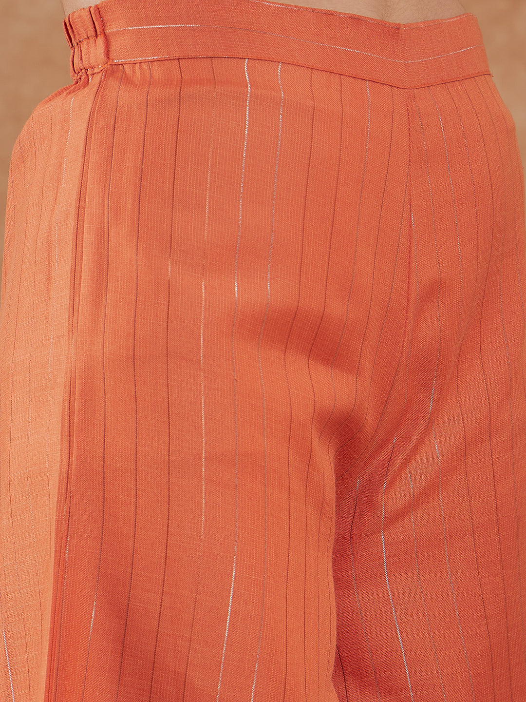 InWeave Women's Light Rust Lurex Kurta Set W Orange Big Or Dupatta | Grocsy