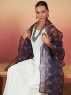 InWeave White Strappy W Black Dark Floral Print Or Dupatta Set | Grocsy