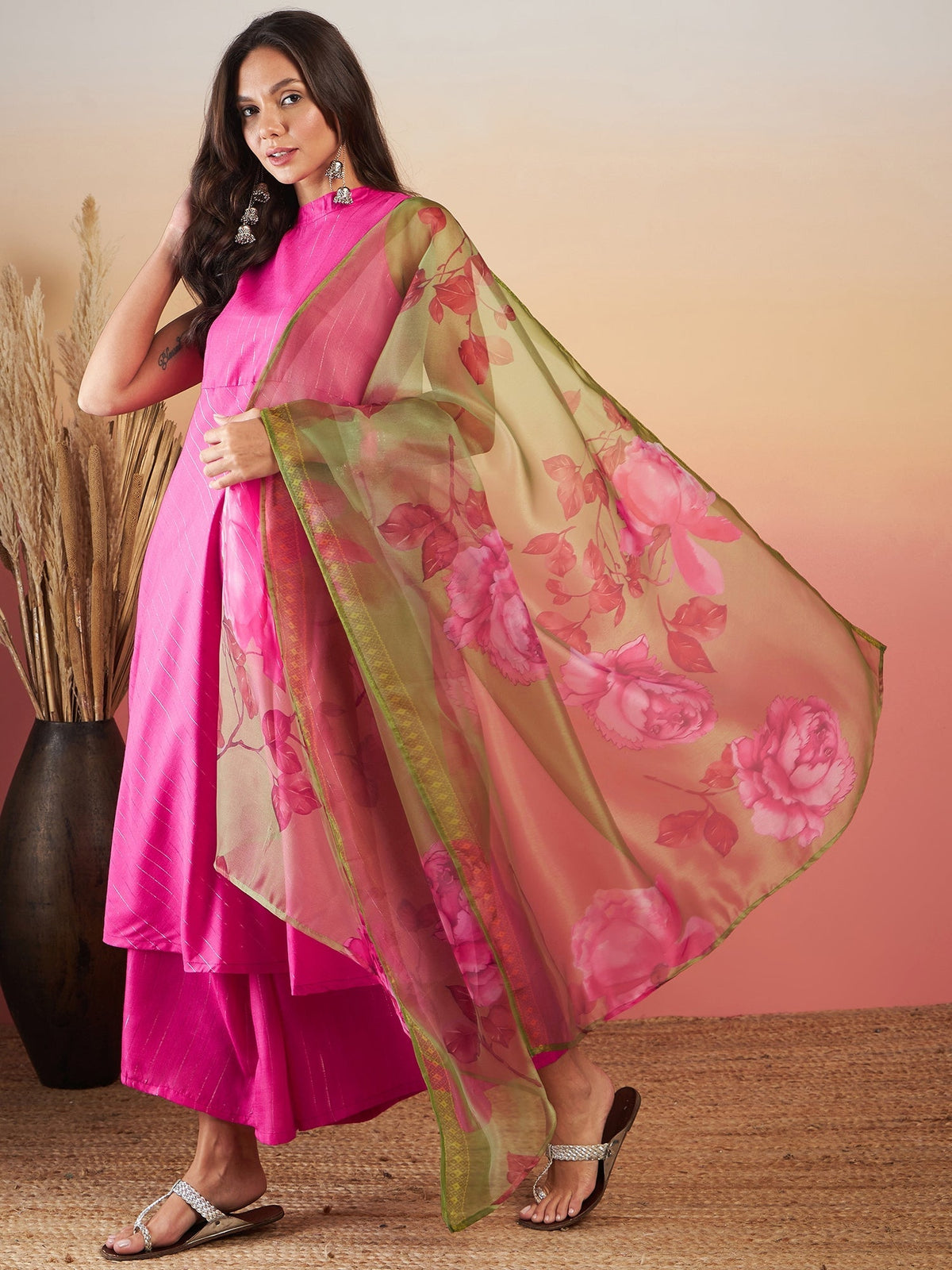 InWeave Fuchsia Olive Lurex Set | Grocsy