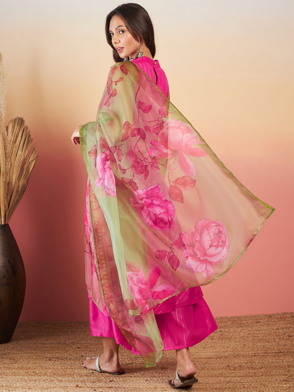 InWeave Fuchsia Olive Lurex Set | Grocsy