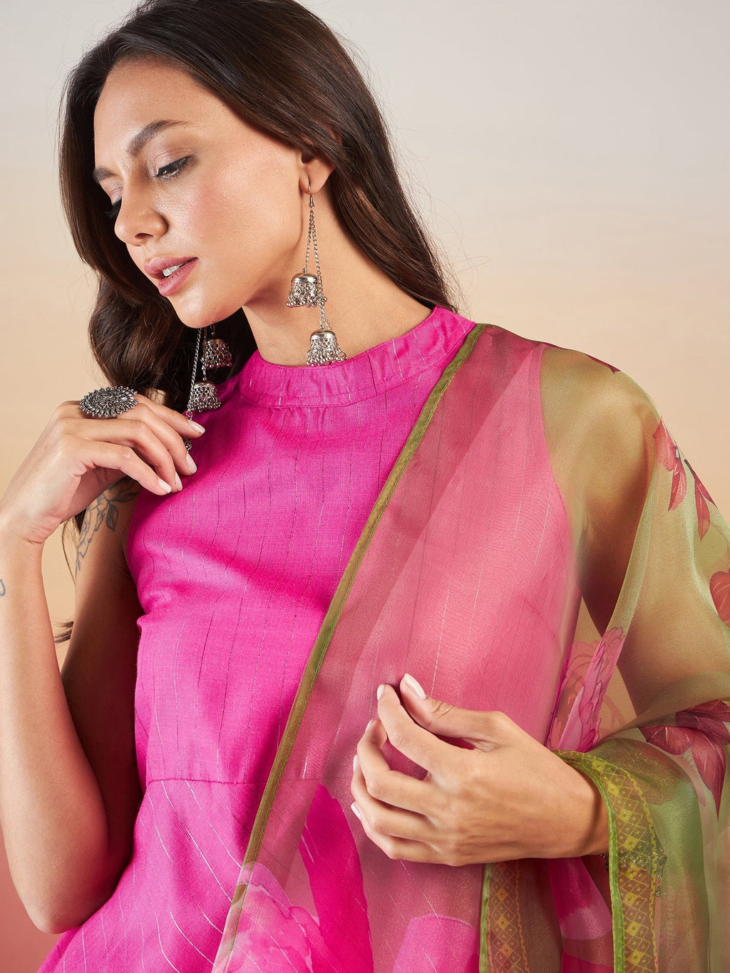 InWeave Fuchsia Olive Lurex Set | Grocsy