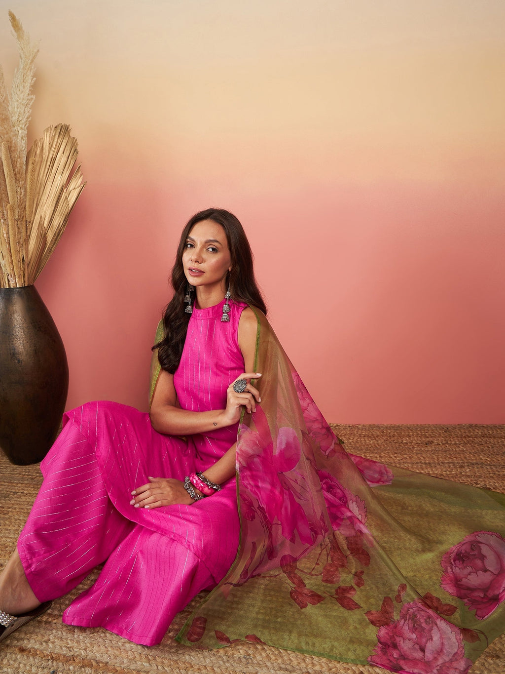 InWeave Fuchsia Olive Lurex Set | Grocsy