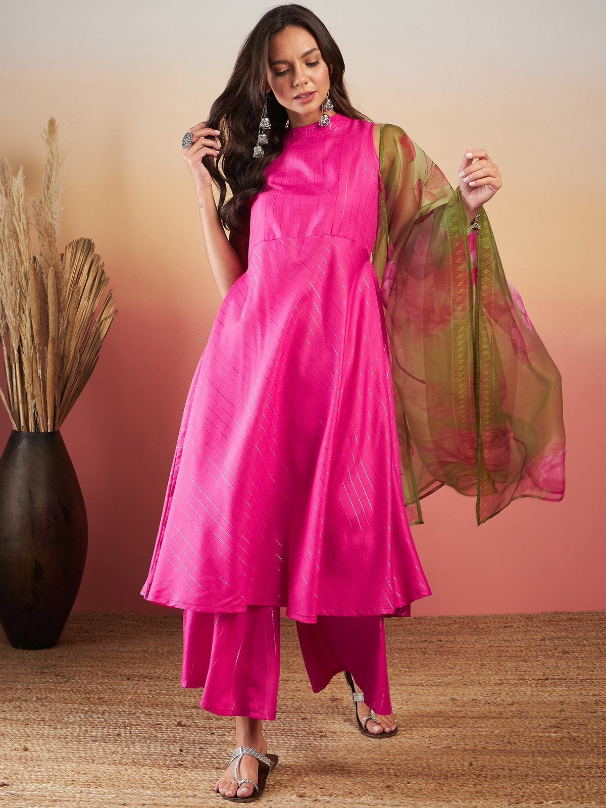 InWeave Fuchsia Olive Lurex Set | Grocsy