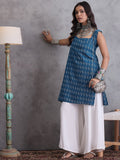 InWeave Blue Kantha Cream Palazzo Set | Grocsy