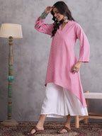 InWeave Pink Small Check Cream Palazzo Set | Grocsy
