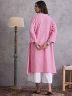InWeave Pink Small Check Cream Palazzo Set | Grocsy