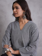 InWeave Black Small Check Black Palazzo Set | Grocsy