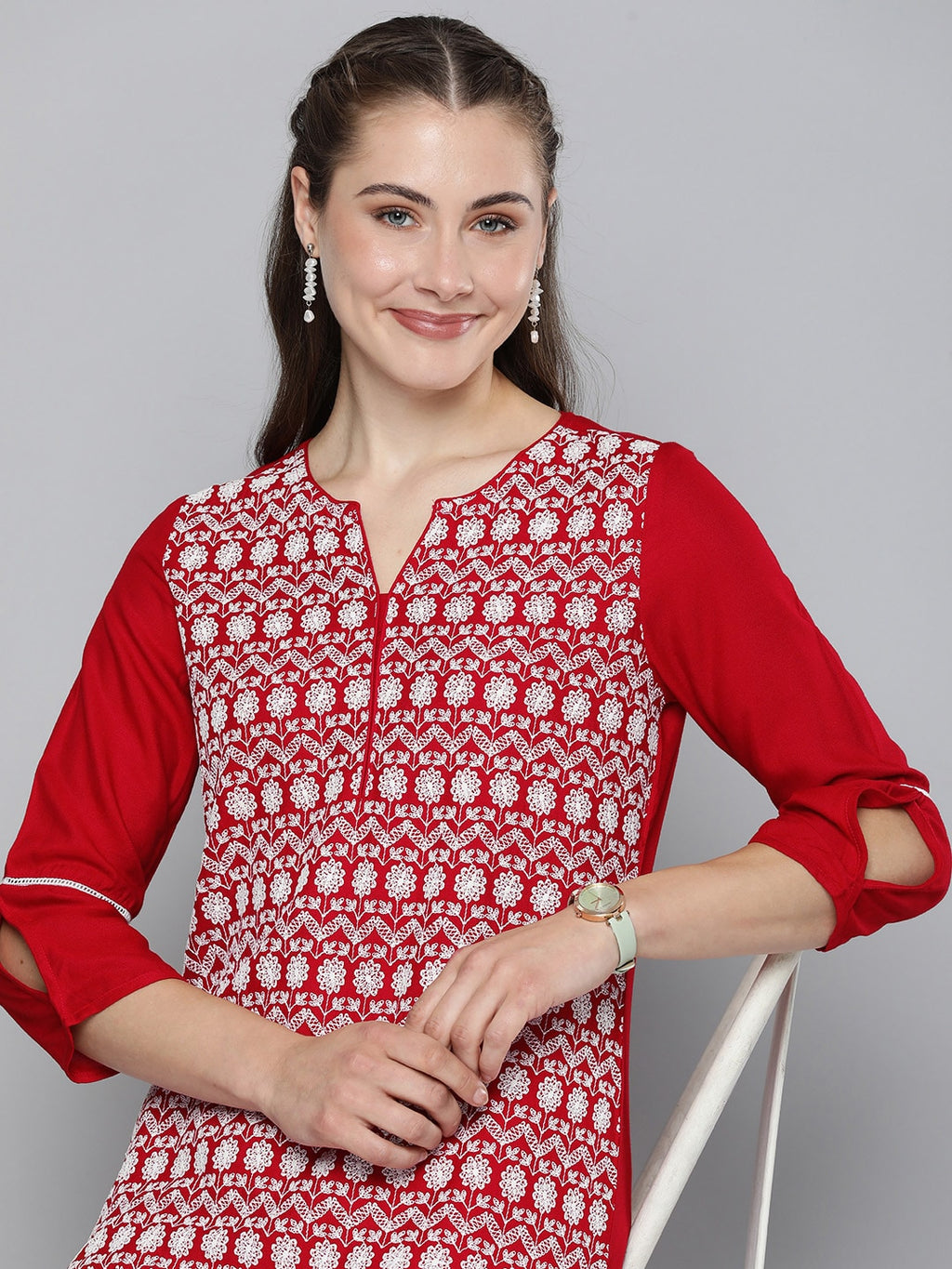 HERE&NOW Embroidered Thread Work Kurta | Grocsy