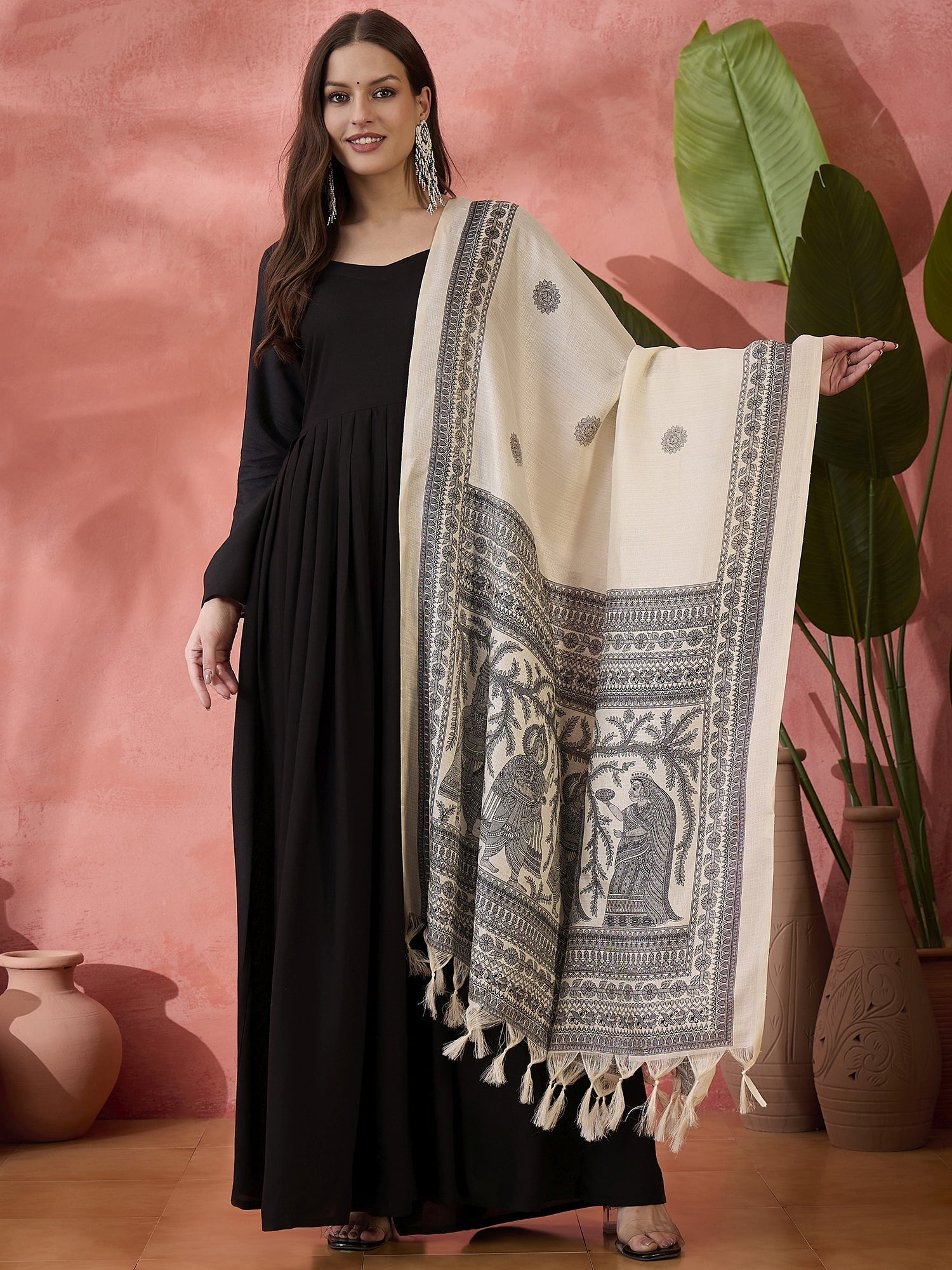 InWeave Black Sweetheart Kurta With Dupatta | Grocsy
