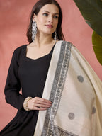 InWeave Black Sweetheart Kurta With Dupatta | Grocsy