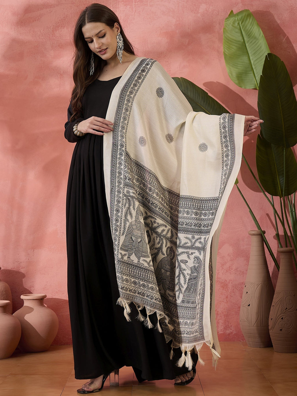 InWeave Black Sweetheart Kurta With Dupatta | Grocsy