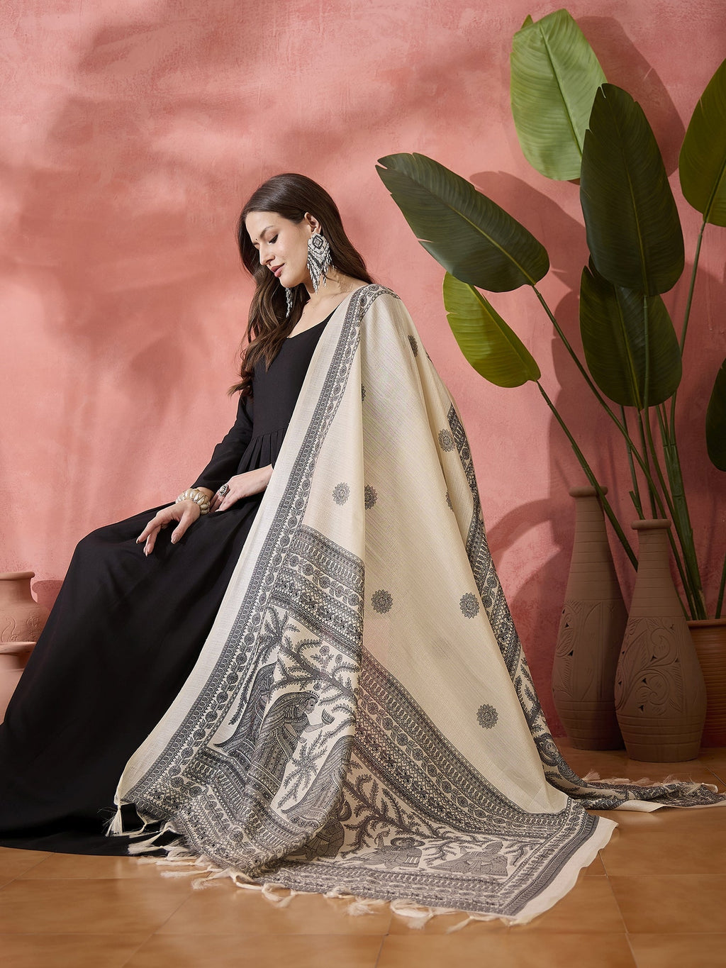 InWeave Black Sweetheart Kurta With Dupatta | Grocsy