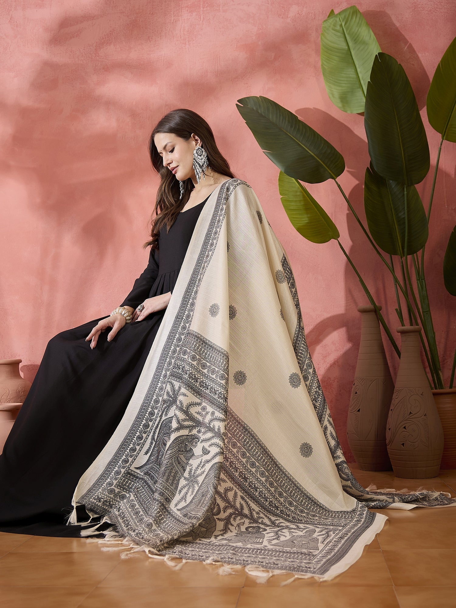 InWeave Black Sweetheart Kurta With Dupatta | Grocsy