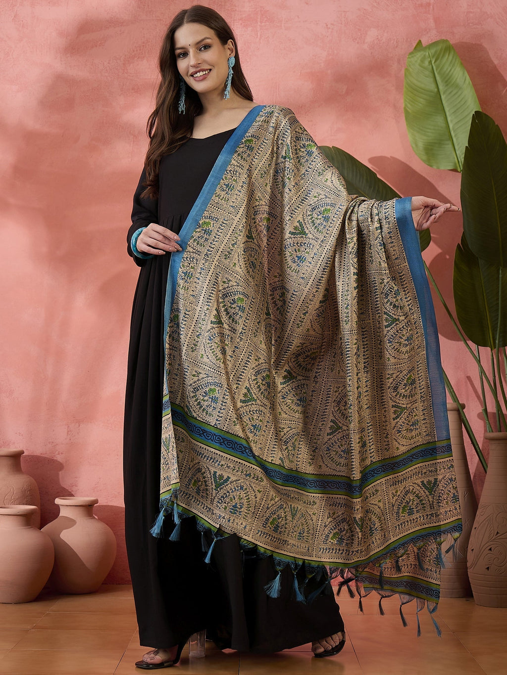 InWeave Black Sweetheart Kurta With Dupatta | Grocsy