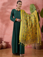 InWeave Green Sweetheart Kurta With Dupatta | Grocsy