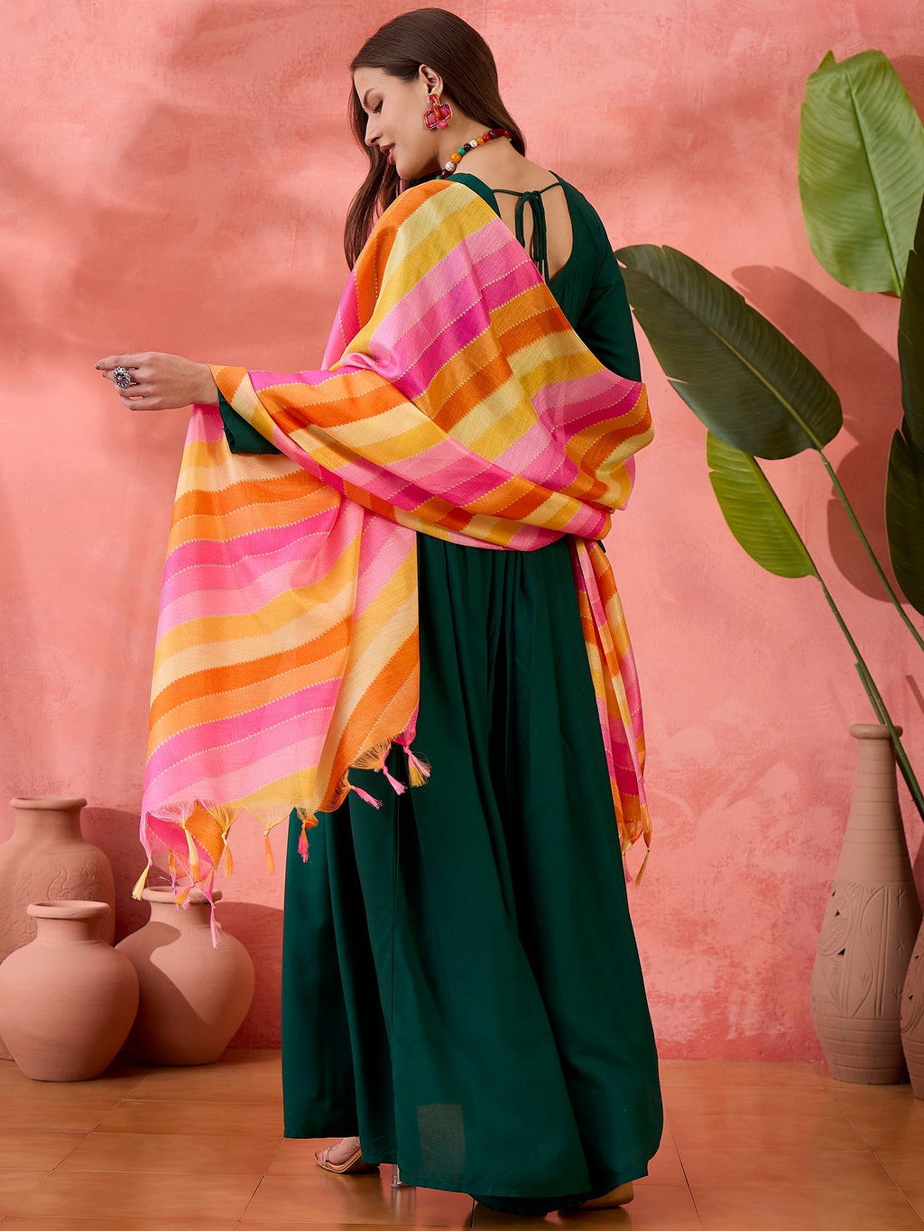 InWeave Green Sweetheart Kurta With Dupatta | Grocsy