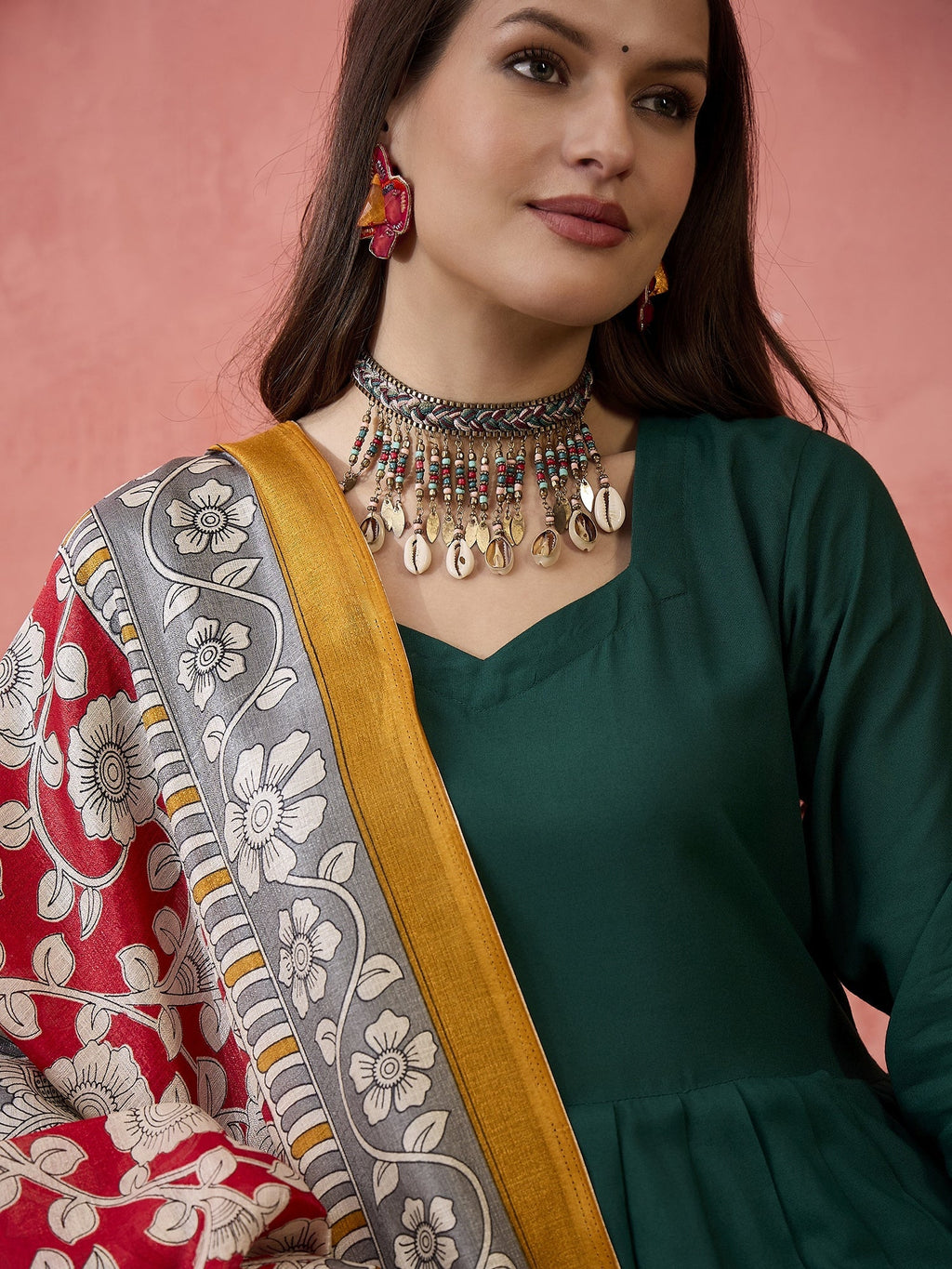 InWeave Green Sweetheart Kurta With Dupatta | Grocsy