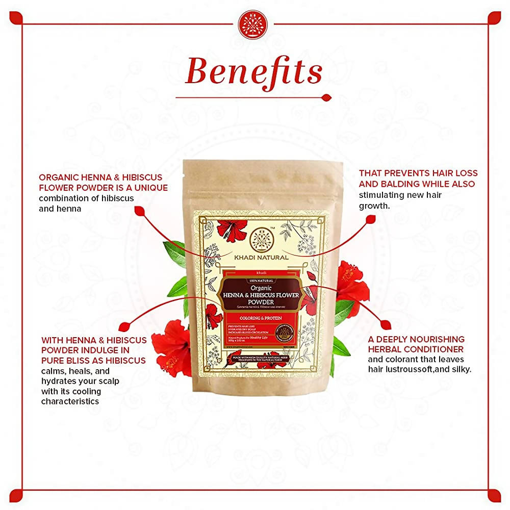 Khadi Natural Organic Henna & Hibiscus Flower Powder | Grocsy