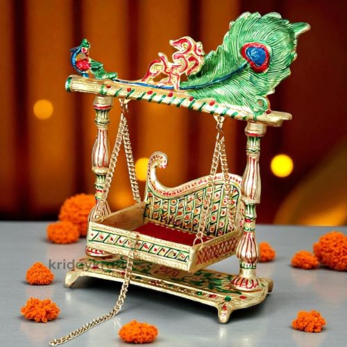 KridayKraft Decorative Krishna Jhula Swing, Metal | Grocsy