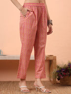 Yufta Cream Pure Cotton Kantha Work Kurta Dupatta Pant Set | Grocsy