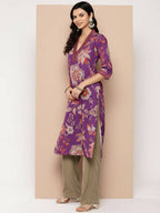 Ahalyaa Women's Traditional wear Kurta - Purple | Grocsy