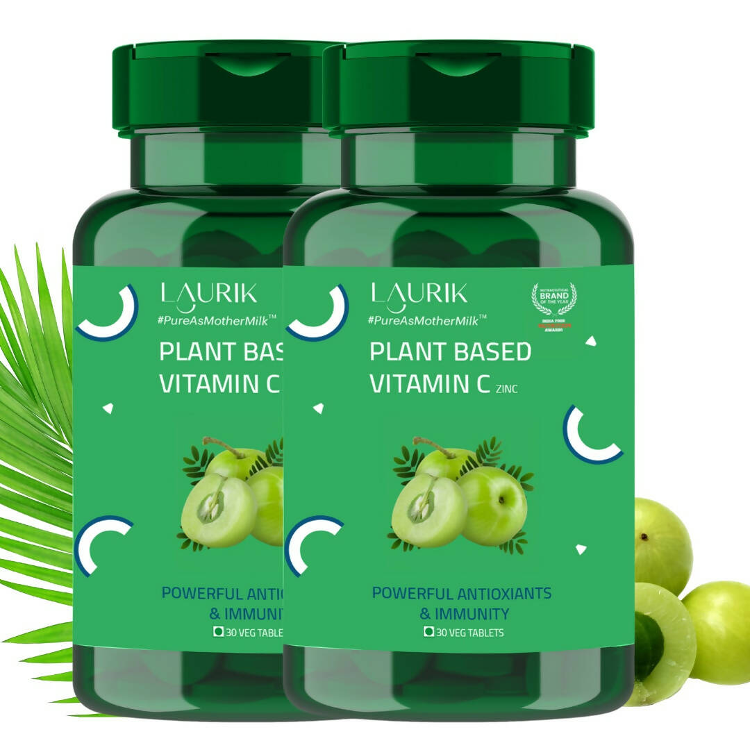 Laurik Plant Based Vitamin C With Zinc Supplements Tablets For Men & Women | Maintain Energy Levels & Boost Immunity | Grocsy