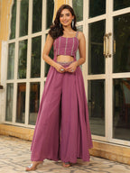 Janasya Lavender Georgette Embellished Co-Ords | Grocsy