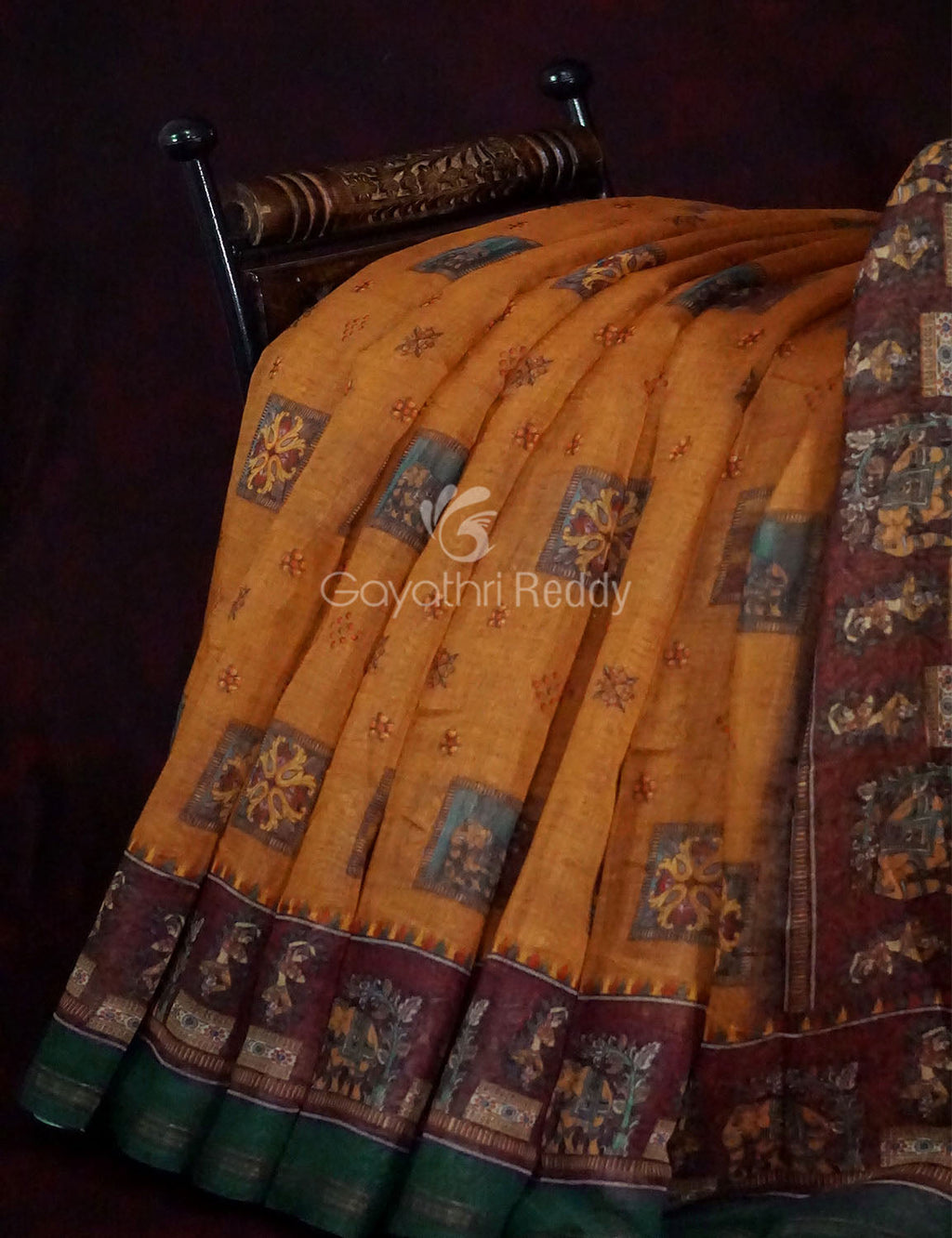 Orange Colour With Print Design Semi Chanderi Saree By Gayathri Reddy Designer Studio | Grocsy