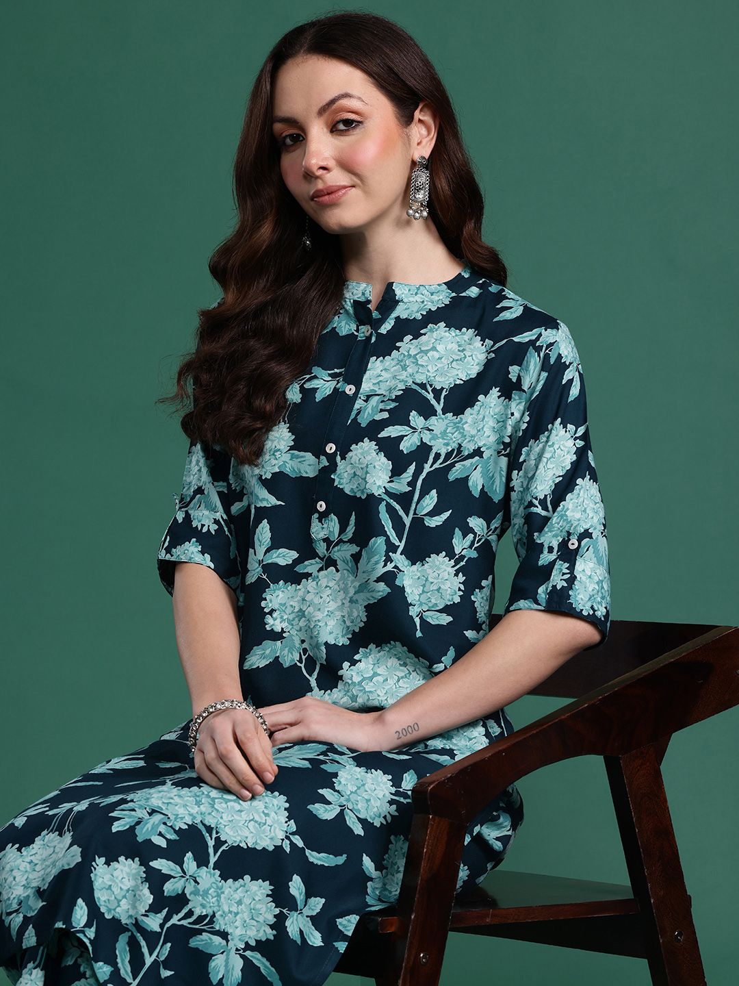 Indo Era Floral Printed Kurta with Palazzos | Grocsy