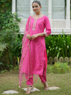 Indo Era Women Embroidered Regular Kurta with Trousers & With Dupatta | Grocsy